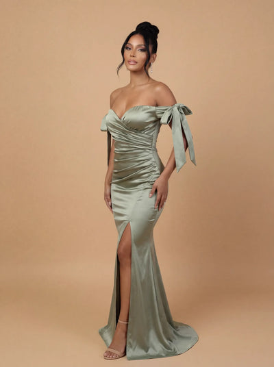 bridesmaid dresses red and silver Red Maxi Dress with Silver Jewels and 3/4 Sleeves main image 1