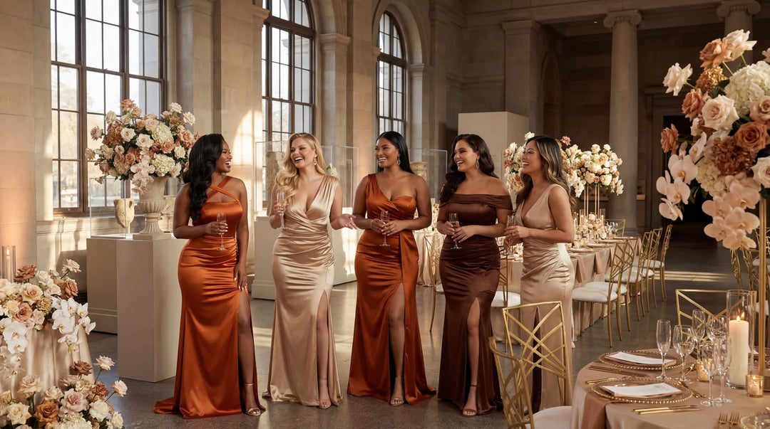 Shades of Melanin Bridesmaids in natural outdoor lighting