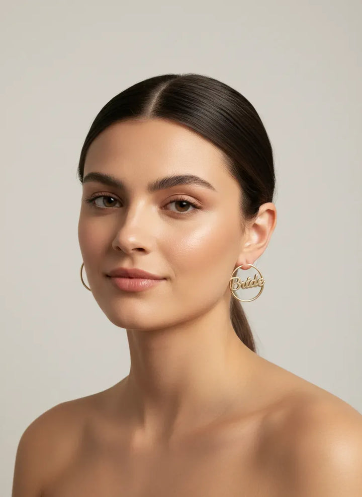 Bride Hoop Earrings (Gold)