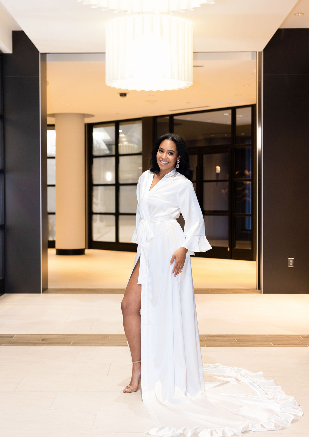 The Ruffle Cathedral Length Robe (Bridal White) Curve (2X-4X)