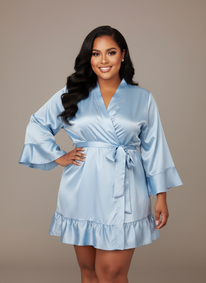 The Ruffle Bridal Party Robe (Dusty Blue)