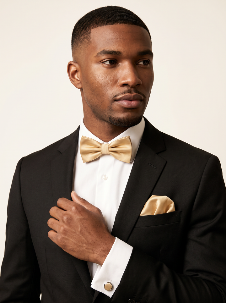 Champagne Gold Bowtie and Accessory Set (Groomsmen) - Quick Ship