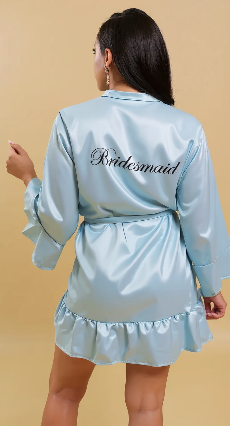 The Ruffle Bridal Party Robe (Dusty Blue)
