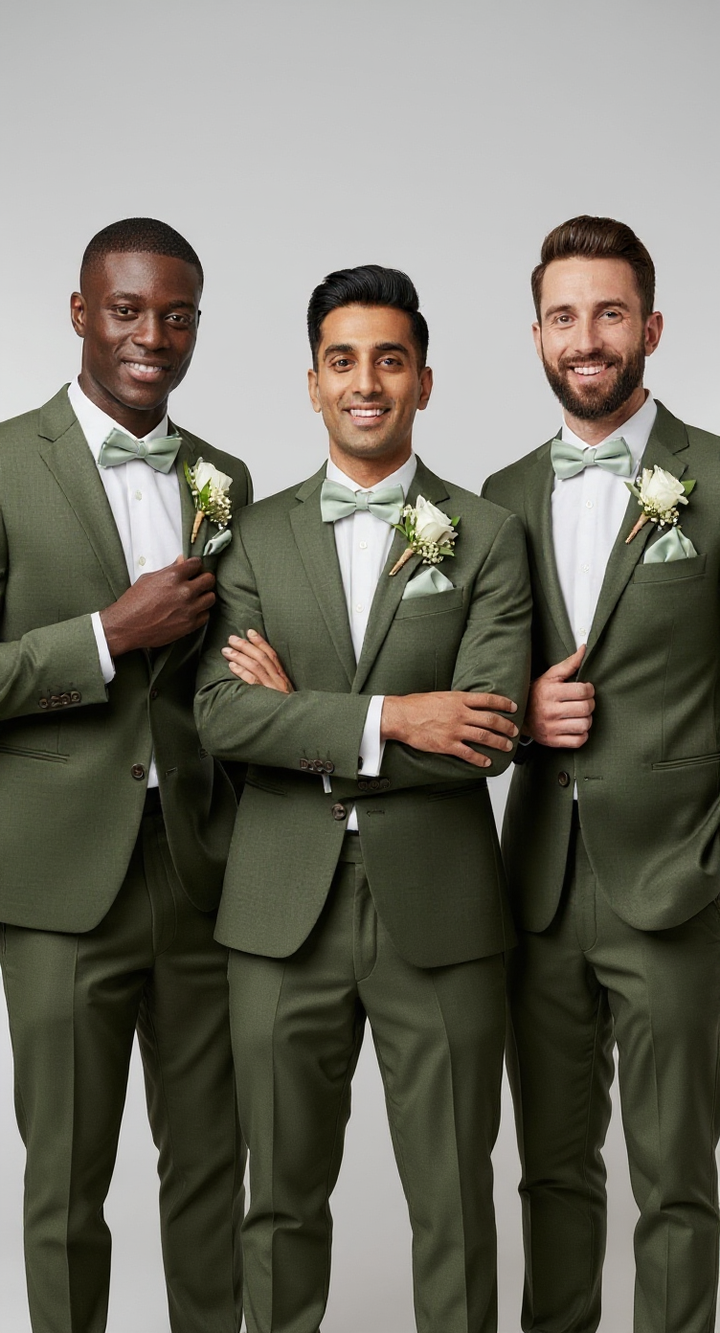 Groomsmen 6-Piece Set (Bowtie & Tie) Sage - Quick Ship