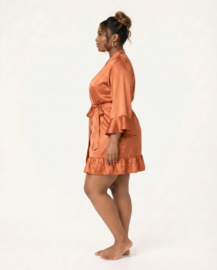 Ruffle Bridal Party Robe in Sienna - Side view