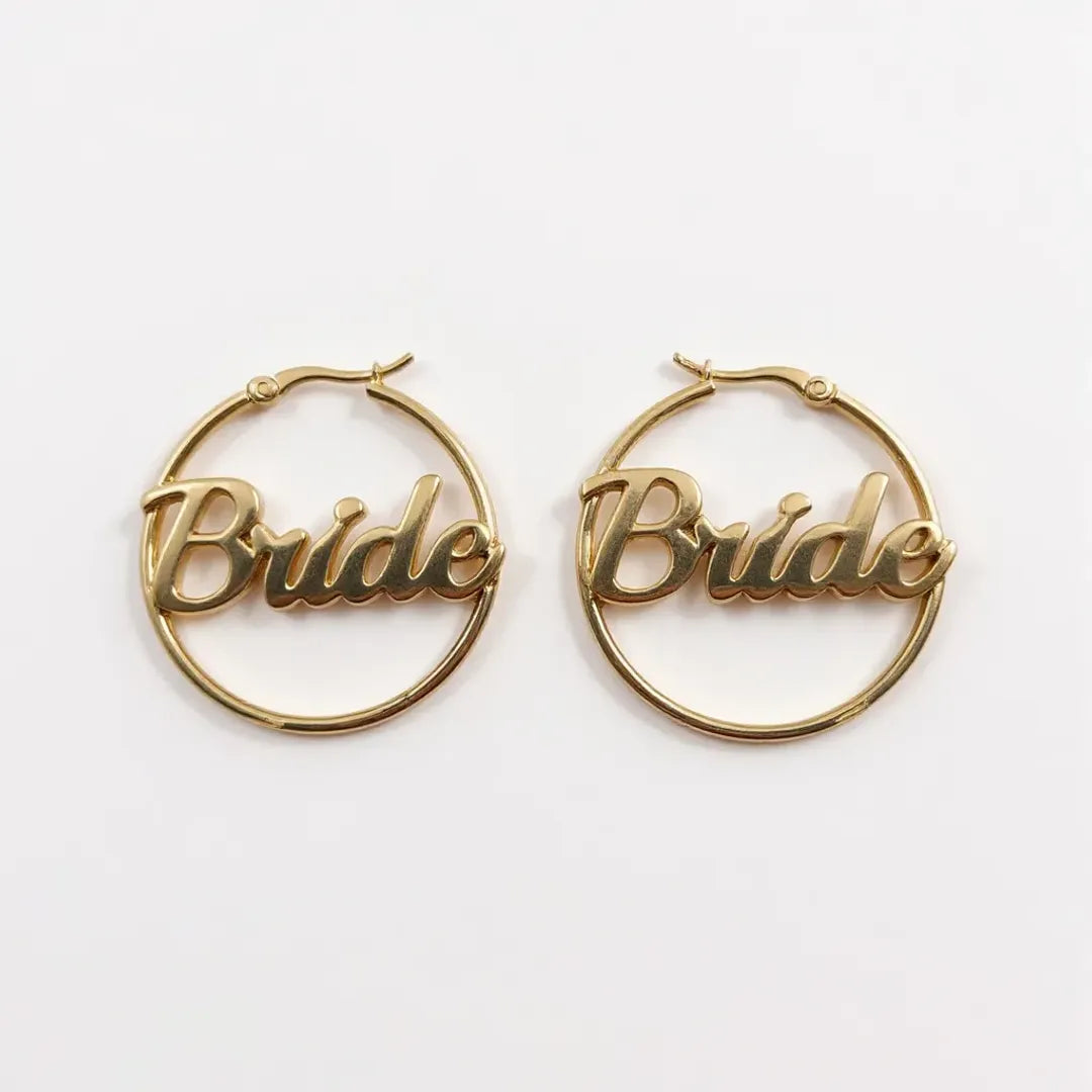 Bride Hoop Earrings (Gold)