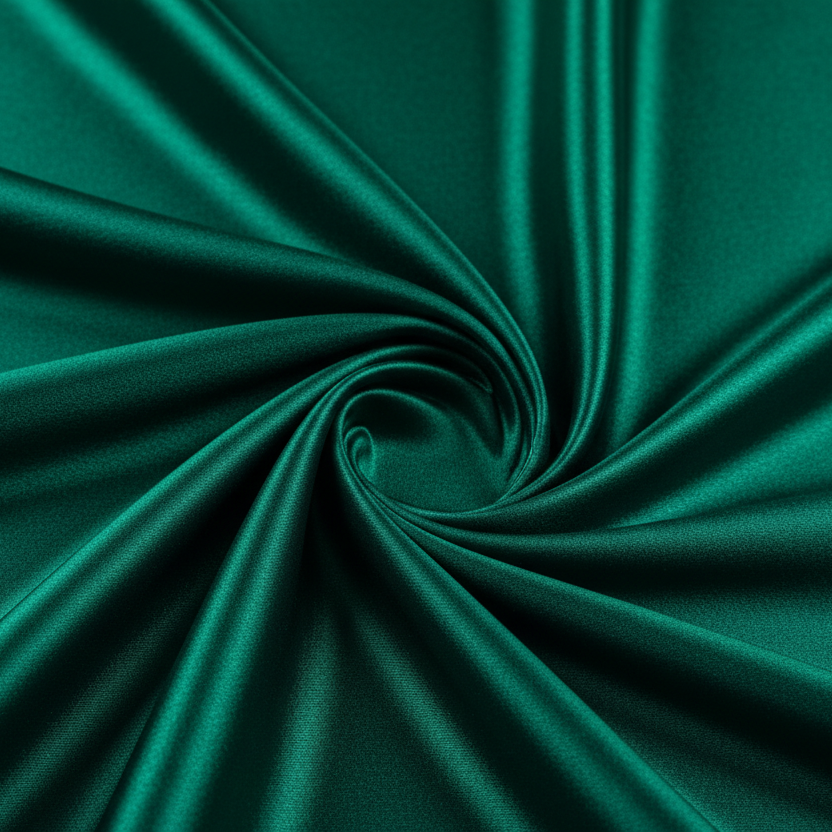 shiny fabric swatch in a deep holiday emerald green 