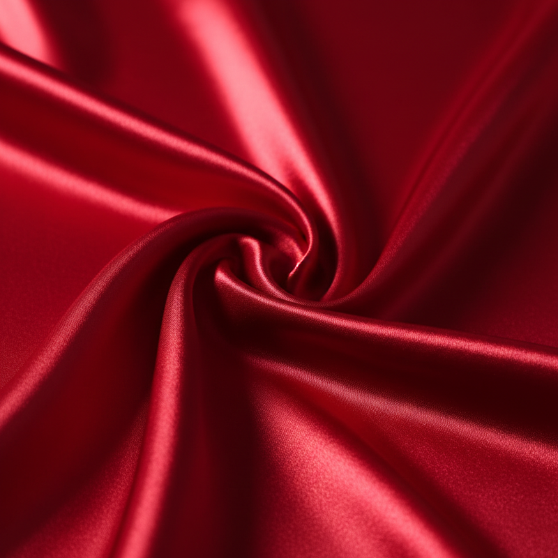 swatch of shiny vibrant red fabric 