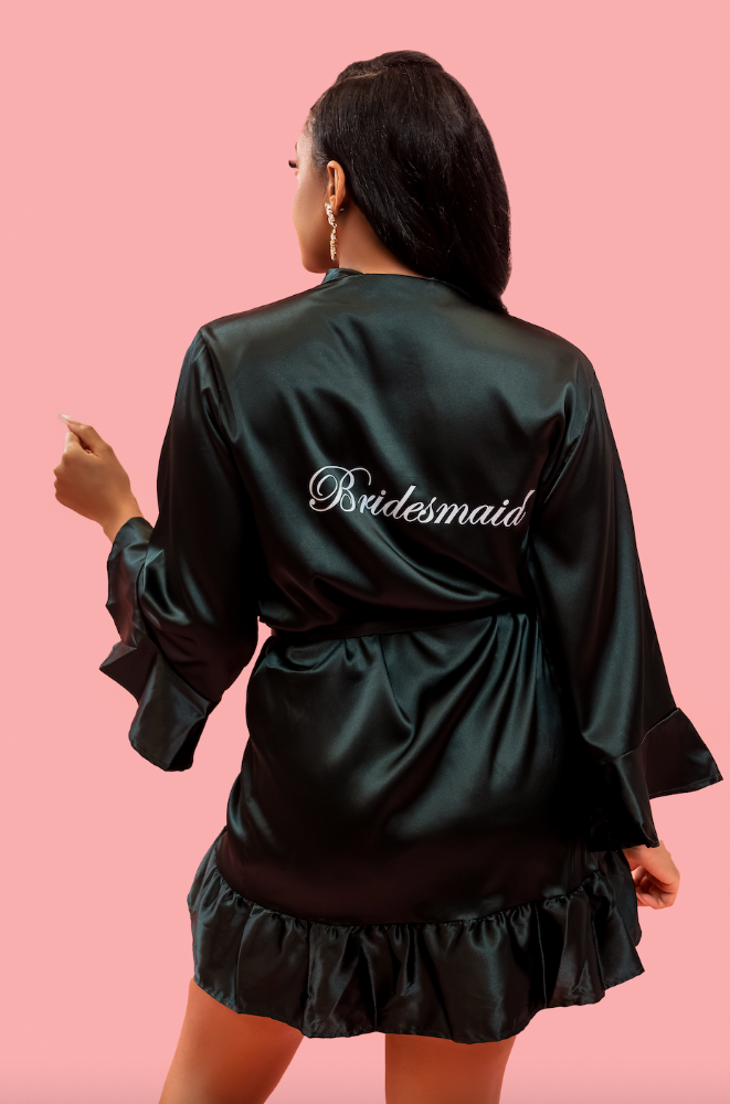 The Ruffle Bridal Party Robe (Black)